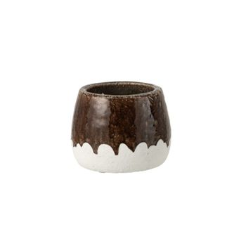 Macetero cerámica bicolor blanca 19,5 x 19,5 x 15 cm
