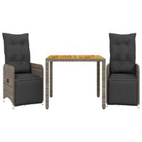 mesita y sillas jardin 3 piezas  mueble de jardin y cojines ratan sintetico gris