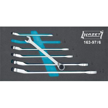 Hazet 163-97/6 Juego De Llaves Combinadas De Carraca ∙ Perfil De Tracción Hexagonal Doble Exterior ∙ 8 ∙ 10 ∙ 12 ∙ 13 ∙ 17 ∙ 19 ∙ Número De Herramientas: 6