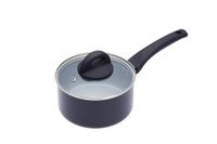 cacerola de 16 cm con tapa antiadherente de aluminio negro