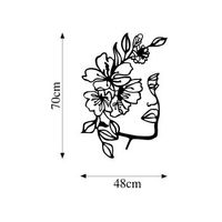 decoracion pared de metal flor women negro 48x70 cm