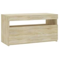 mueble de tv con luces led roble sonoma 75x35x40 cm