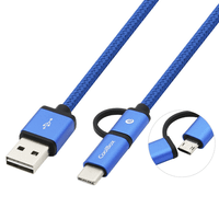cable usb coolbox conexion a-b micro  tipo c 1m azul