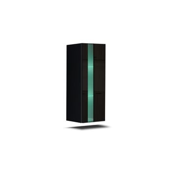 Mueble De Salón Negro Colección Cepto 37x91cm, 1 Puerta Con Vidrio, 2 Estantes.