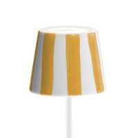 lampara de mesa led poldina lido de rayas amarillas recargable y regulable con bateria de hasta 12 horas para uso exterior ip65