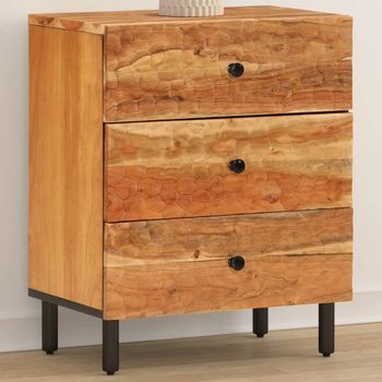 Mesita De Noche Madera Maciza De Acacia 50x33x60 Cm Vidaxl