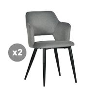 conjunto de 2 sillas de comedor con asientos acolchados gris metalico
