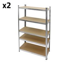 juego de 2 estanterias de metal galvanizado almacenamiento 750kg