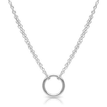 Colgante redondo de cadena colgante de plata 925