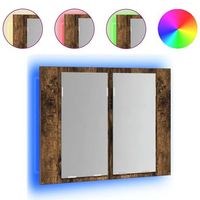 armario con espejo led madera roble ahumado 60x12x45 cm vidaxl