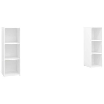 Muebles De Salón 2 Uds | Mueble Tv Madera Ingeniería Blanco 107x35x37 Cm Cfw18618