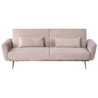 sofa cama 3 plazas elegante con cojines tapizado en terciopelo patas de metal funcion convertible para dormir gris pardo eina