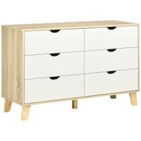 comoda con cajones 120x40x76 cm blanco y natural