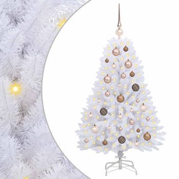 Árbol De Navidad Artificial 120 Cm Pvc Y Acero Blanco Vidaxl