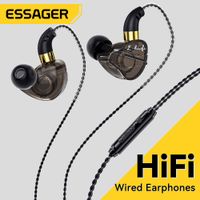 essager-auriculares intrauditivos con cable de 35mm cascos con cable y microfono estereo deportivos control en linea para telefonos
