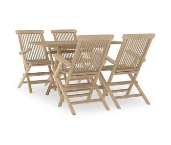 Juego de comedor de jardin 5 piezas madera maciza de teca