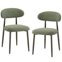 set de 2 sillas de comedor smartue tapizadas en tela respaldo curvo 55x56x82 verde