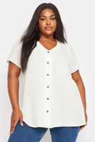 yours top blanco de pico con botones mujer curvy y tallas grandes yours