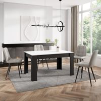 mesa comedor efecto madera blanco y negro 140x90x76cm