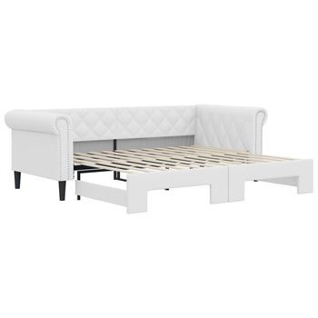 Sofá Con Cama Nido Cuero Sintético Blanco 90x200 Cm