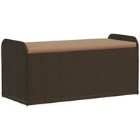 banco de almacenaje y cojin ratan sintetico marron 115x51x52 cm