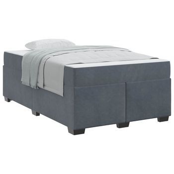 Estructura De Cama Con Colchón Gris Oscuro 120 X 190 Cm Tela Vidaxl