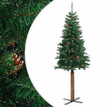 Árbol De Navidad | Decoraciones De Navidad Delgado Madera Auténtica Y Piñas Pvc 180 Cm
