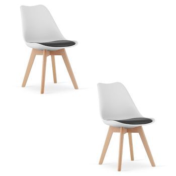 Set De 2 Silla De Comedor Polipropileno Valora Rikx Asiento Ergonómico Blanco Y Negro