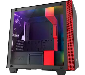 H400i Micro-ATX Mid-Tower PC Case - Black & Red, Black