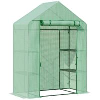 outsunny invernadero de jardin vivero casero con 4 estantes puerta enrollable cubierta de pe 140gm y marco de acero para cultivos   aosom espana