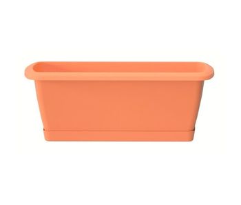 Jardinera respana con soporte de plastico en color terracota 49 (largo) x 18,4 (ancho) x 14,5 (alto) cm