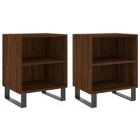 pack 2 uds mesita de noche  mesa auxiliar  mesilla madera ingenieria roble marron 40x30x50cm