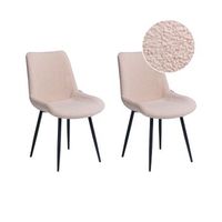 conjunto de 2 sillas de comedor modernas tapiceria de tela boucle respaldo rebajado asiento salon comedor beige avilla
