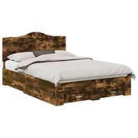 cama matrimonial  cama para adulto  estructura de cama con cabecera roble ahumado 140 x 190 cm