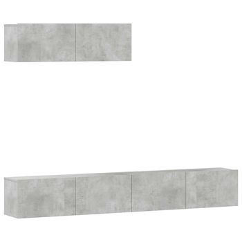 Set De Muebles De Tv 3 Piezas Madera Contrachapada Gris Hormigón