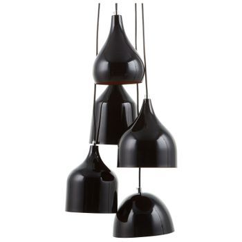 Lámpara De Techo 5 Luces De Metal Negro Moderna Decoración Interior Exterior Savio