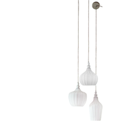 cleofe - lampara colgante de 3 luces en cristal blanco transparente y laton - 3xe27 max 3x60w decorativa estilo vintage ip20