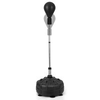 costway saco de boxeo de pie con base pelota de velocidad altura ajustable en 4 niveles ventosas y guantes para adultos y adolescentes negro