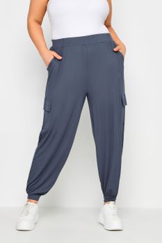 Yours Joggers Bombachos Azul Pizarra Con Bolsillos Cargo, Mujer Curvy Y Tallas Grandes, Yours