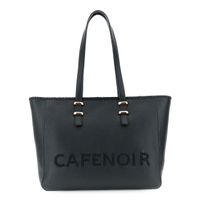 shopper efecto piel con grano con asas planas y pasadores metalicos black