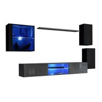 conjunto de muebles de salon switch xxiii r led r negro y gris r diseno suspendido