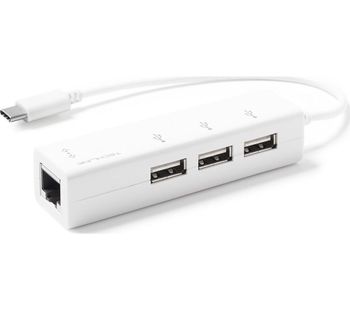 TECHLINK USB Type-C to USB-A 3-Port Hub with Ethernet - 0.15 m