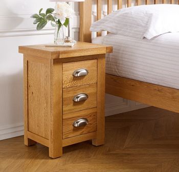 Robyn Oak Large 3 Drawer Bedside Table