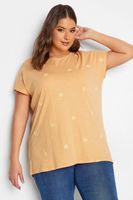 yours camiseta naranja algodon margaritas bordadas mujer curvy y tallas grandes yours