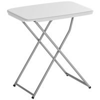 outsunny mesa plegable de hdpe para camping 75x50x735 cm altura ajustable en 5 niveles con marco metalico blanco   aosom espana
