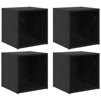 Conjunto De Mueble De Tv 4 Uds | Mueble De Salón | Gabinete De Tv Negro 37 X 35 X 37,5 Cm