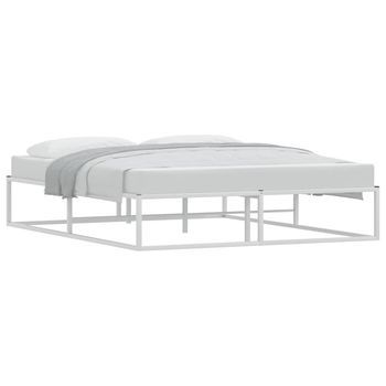 Cama Matrimonial | Cama Para Adultos | Estructura Cama Sin Colchón Metal Blanco 160x200cm