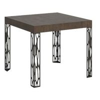 mesa extensible cuadrada pequena 90x90246 cm kiza-color marron