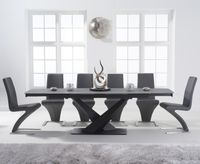 jacob 180cm extending grey stone table with hampstead z chairs - black 6 chairs
