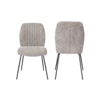 pack de 2 sillas nalon tapizadas en tela suave en color beige y patas metalicas en color negro 89x61x47 cm